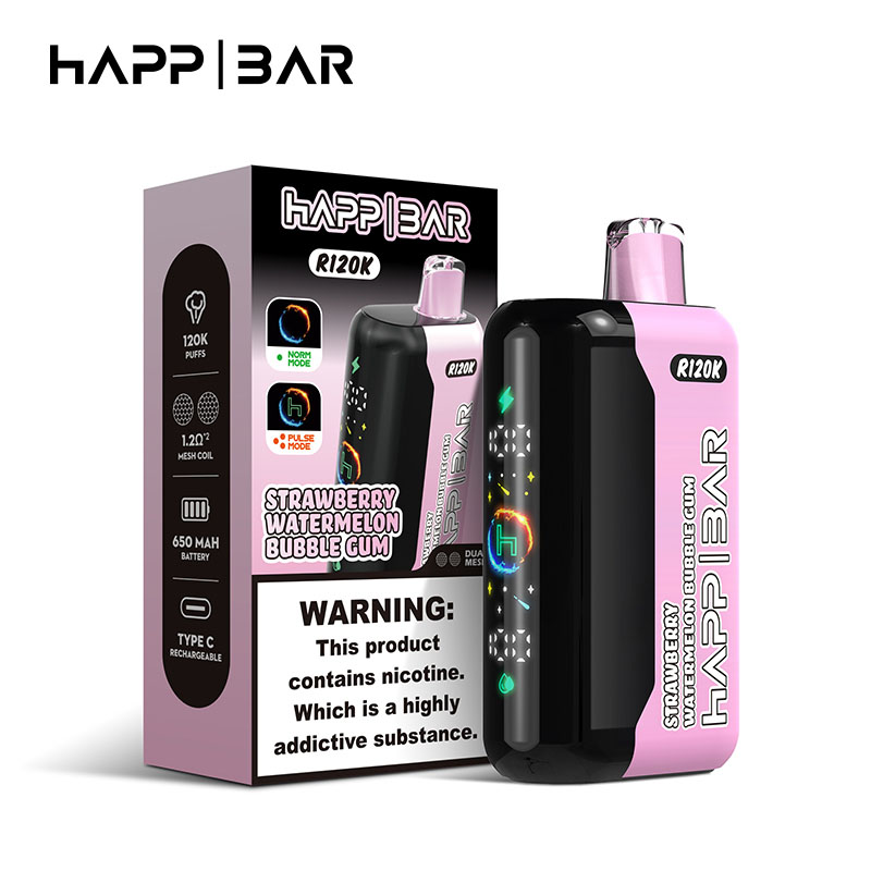 Happ Bar R120K 120000 Puffs Disposable Vape Wholesale 04 Strawberry Watermelon Bubble Gum