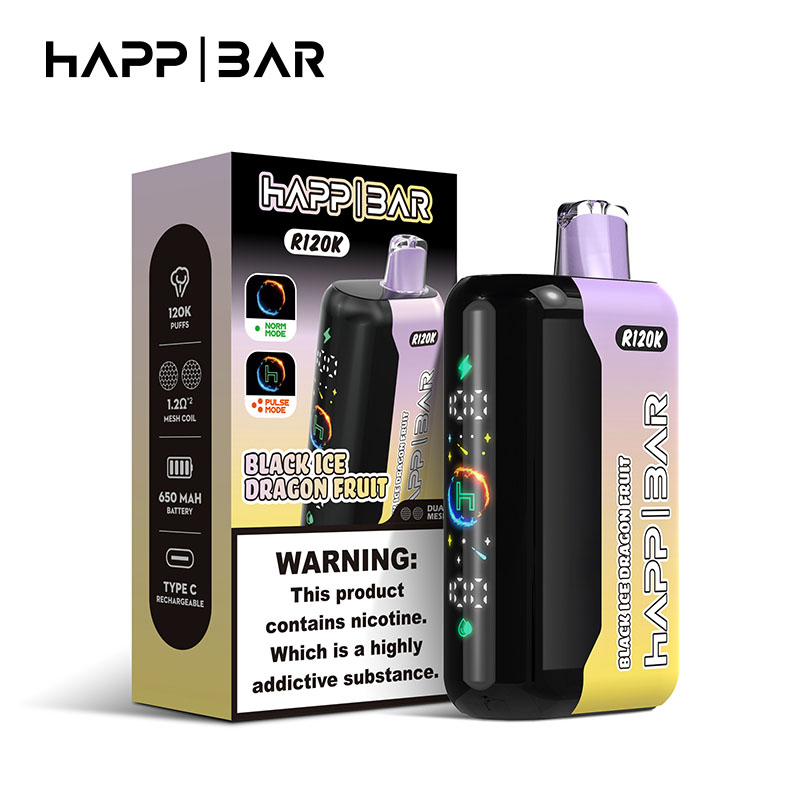 Happ Bar R120K 120000 Puffs Disposable Vape Wholesale 11 Black Ice Dragon Fruit