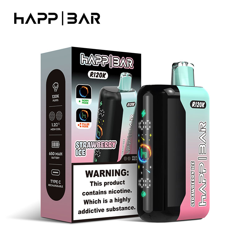 Happ Bar R120K 120000 Puffs Disposable Vape Wholesale 12 Strawberry Ice
