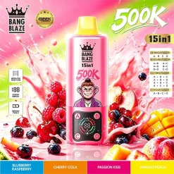 Bang Blaze 15in1 500K Puffs Disposable Vape Wholesale 02 Blueberry Raspberry