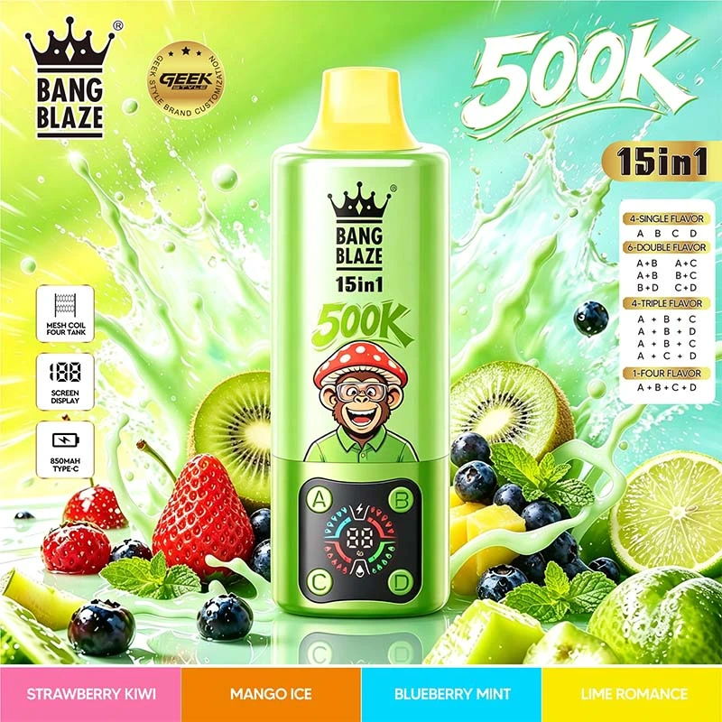 Bang Blaze 15in1 500K Puffs Disposable Vape Wholesale 09 Strawberry Kiwi