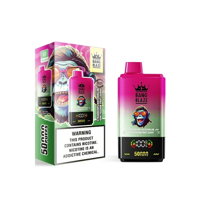 Bang Blaze 2in1 50000 Puffs Disposable Vape Wholesale 12 Strawberry Watermelon Kiwi Passion Fruit Guava