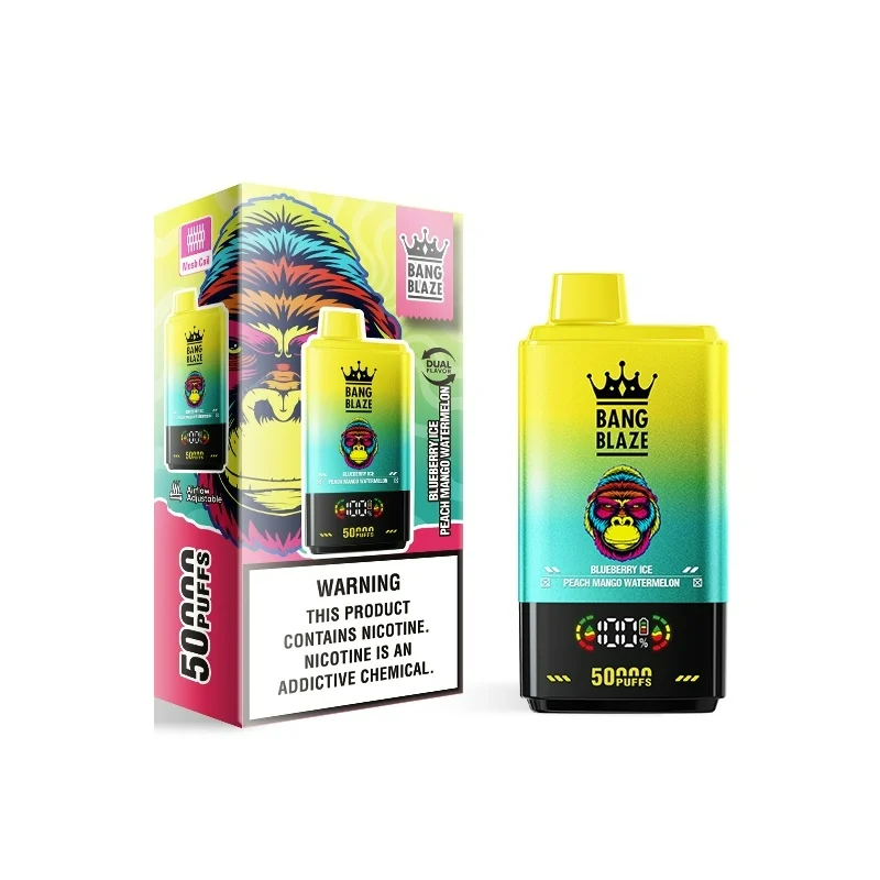 Bang Blaze 2in1 50000 Puffs Disposable Vape Wholesale 3 Blueberry Ice Peach Mango Watermelon