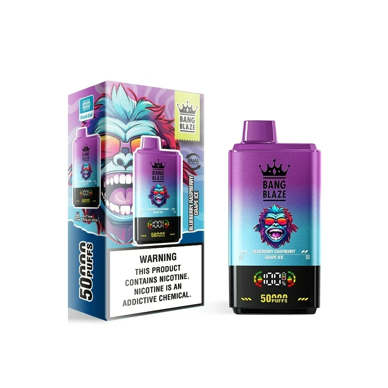 Bang Blaze 2in1 50000 Puffs Disposable Vape Wholesale 6 Blueberry Raspberry Grape Ice