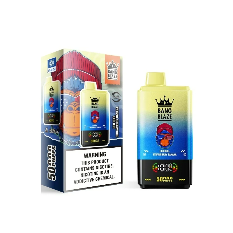 Bang Blaze 2in1 50000 Puffs Disposable Vape Wholesale 7 Red Bull Strawberry Banana