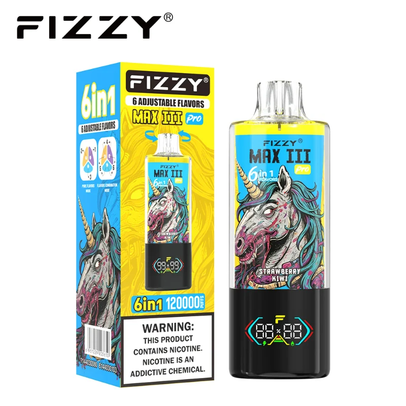 Fizzy Max III Pro 6in1 120K Puffs Disposable Vape Wholesale 09 Strawberry Kiwi