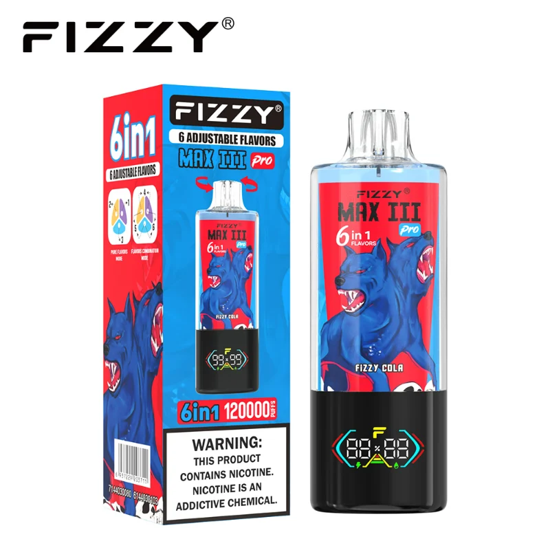 Fizzy Max III Pro 6in1 120K Puffs Disposable Vape Wholesale 12 Strawberry Ice