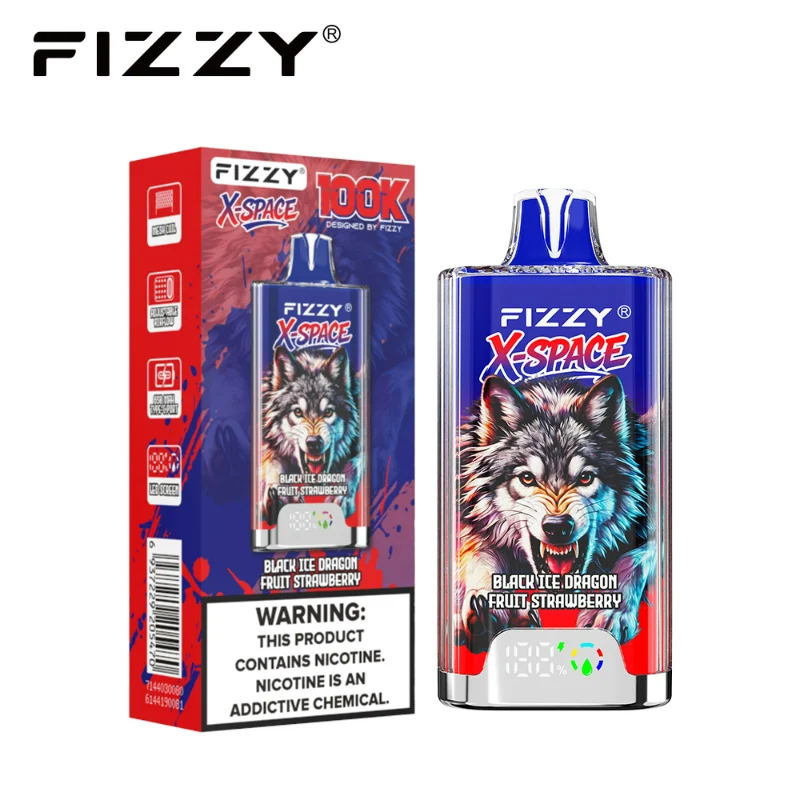 Fizzy X Space 100K Puffs Disposable Vape Wholesale 12 Black Ice Dragon Fruit Strawberry
