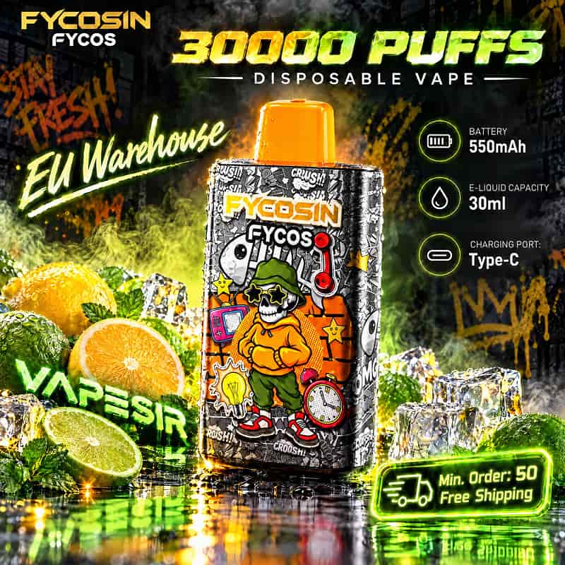 Fycosin 30000 Puffs Disposable Vape Wholesale EU Warehouse at Vape Sir 1 Fycosin 30000 Puffs Disposable Vape Wholesale EU Warehouse at Vape Sir 1