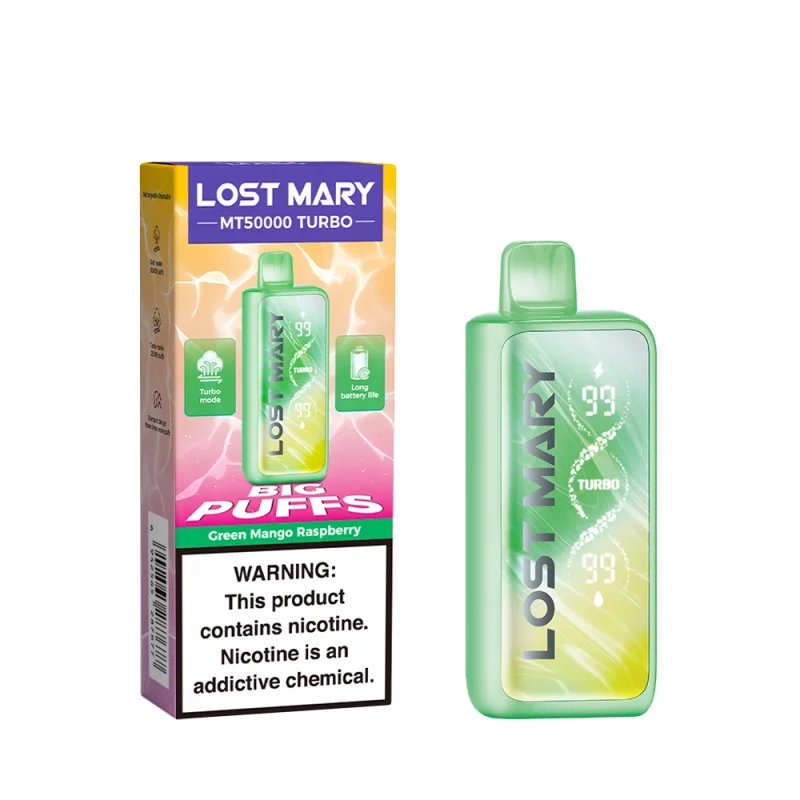 Lost Mary MT50000 Turbo 50K Puffs Disposable Vape Wholesale 11 Green Mango Raspberry