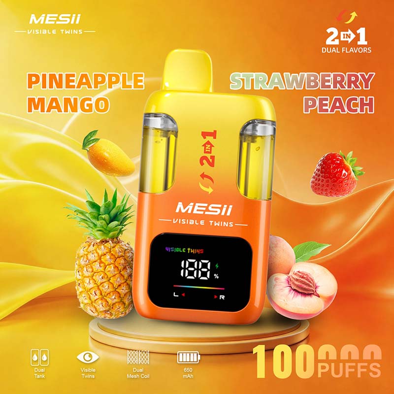 Mesii Visible Twins 100K Puffs Vape Wholesale EU Warehouse 04 Pineapple Mango Strawberry Peach
