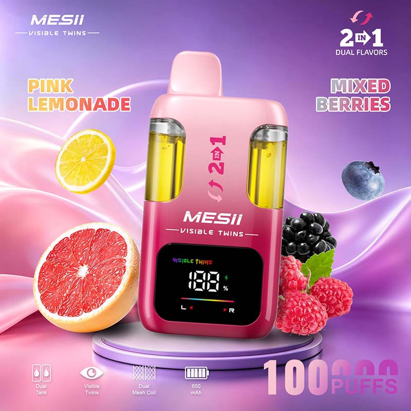 Mesii Visible Twins 100K Puffs Vape Wholesale EU Warehouse 06 Pink Lemonade Mixed Berries