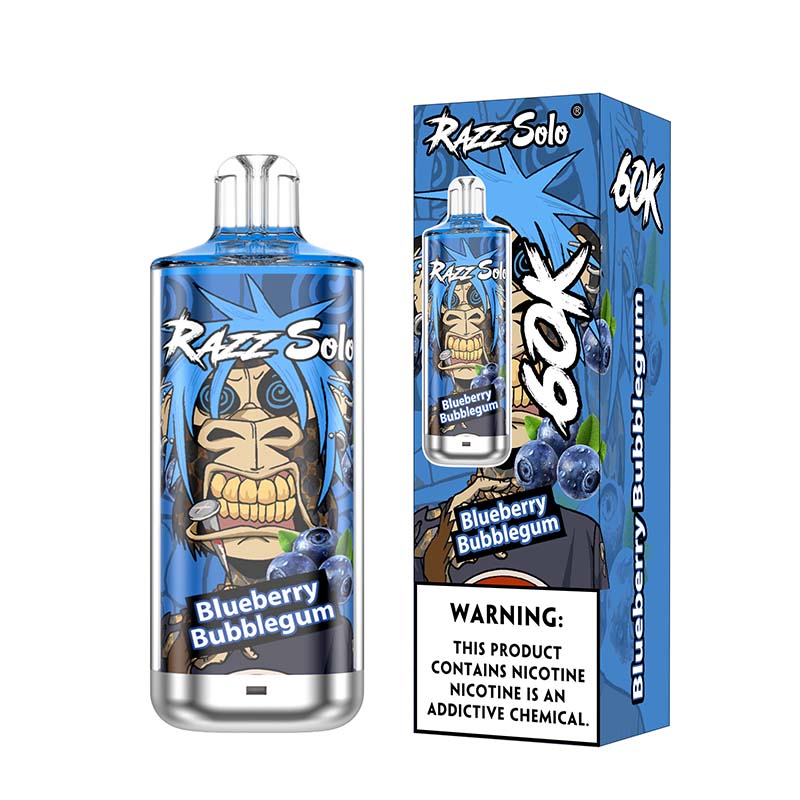 Razz Solo 60K Puffs Disposable Vape Wholesale EU Warehouse 20 Blueberry Bubblegum