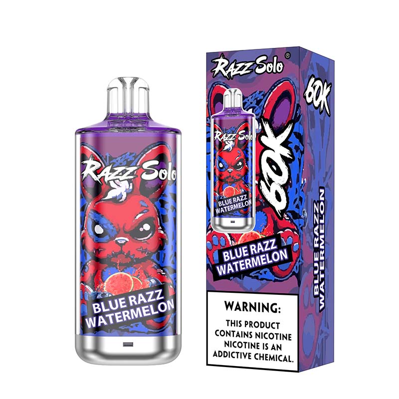 Razz Solo 60K Puffs Disposable Vape Wholesale EU Warehouse 7 Blue Razz Watermelon