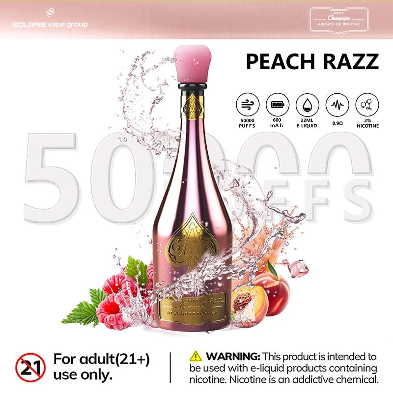 Solaris Champagne 50000 Puffs Disposable Vape Wholesale 12 Peach Razz