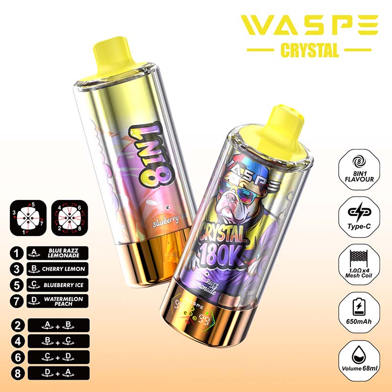 WASPE Crystal 8in1 180K Puffs Disposable Vape Wholesale 1