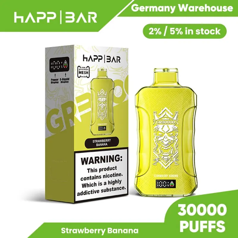 Happ Bar GR30000 30K Puffs Disposable Vape EU Warehouse 08 Strawberry Banana