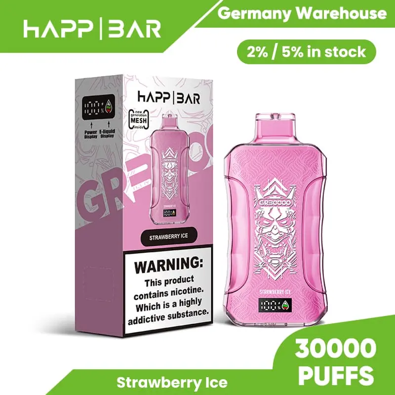 Happ Bar GR30000 30K Puffs Disposable Vape EU Warehouse 10 Strawberry Ice