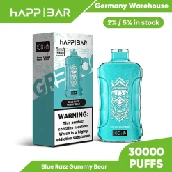 Happ Bar GR30000 30K Puffs Disposable Vape EU Warehouse 12 Blue Razz Gummy Bear