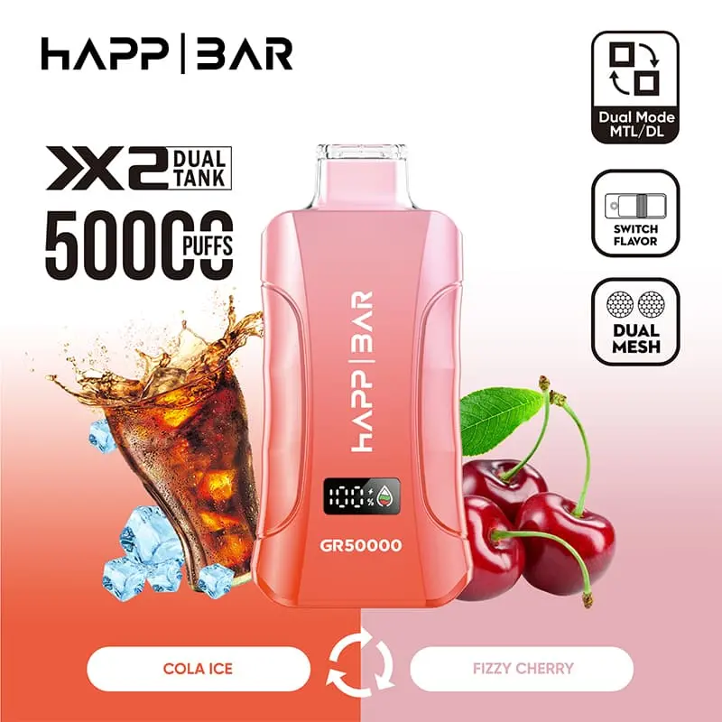 Happ Bar GR50000 50K Puffs 3in1 Disposable Vape EU Warehouse 03 Cola Ice Fizzy Cherry