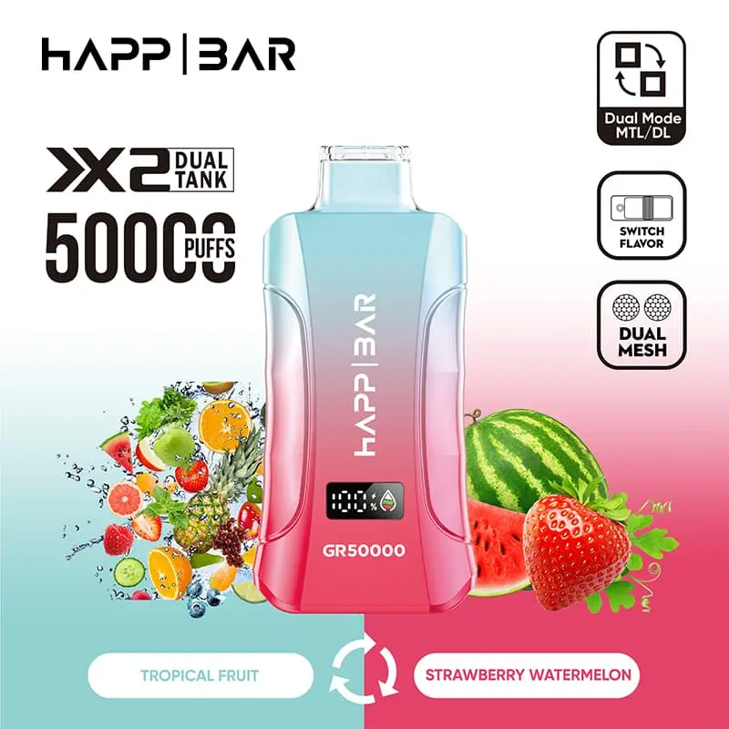 Happ Bar GR50000 50K Puffs 3in1 Disposable Vape EU Warehouse 05 Tropical Fruit Strawberry Watermelon