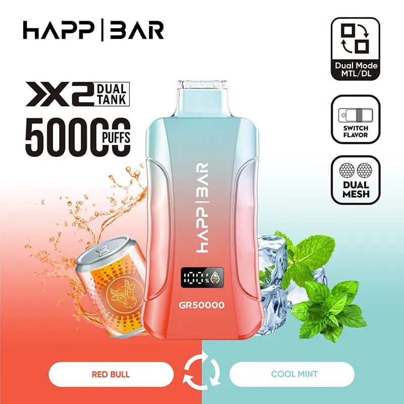 Happ Bar GR50000 50K Puffs 3in1 Disposable Vape EU Warehouse 06 Red Bull Cool Mint