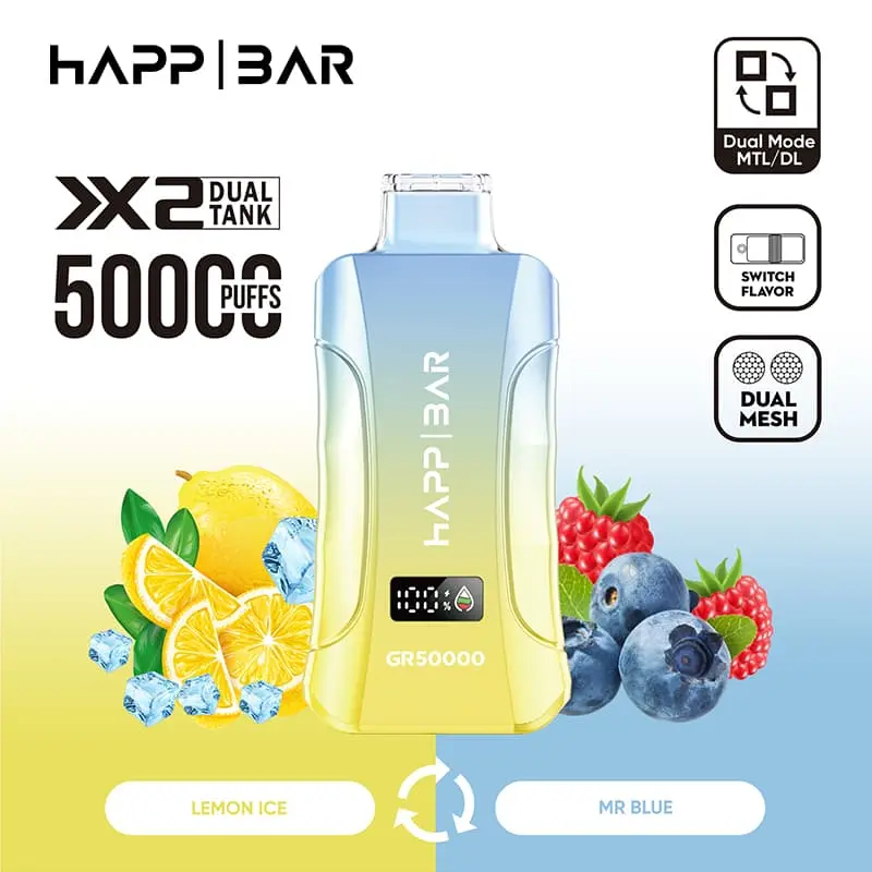 Happ Bar GR50000 50K Puffs 3in1 Disposable Vape EU Warehouse 08 Mr Blue Lemon Ice