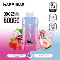 Happ Bar GR50000 50K Puffs 3in1 Disposable Vape EU Warehouse 09 Strawberry Raspberry Cherry Monster Peach