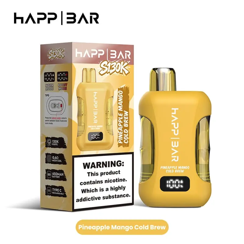 Happ Bar S130K 130000 Puffs Disposable Vape EU Warehouse 09 Pineapple Mango Cold Brew