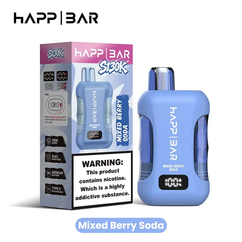 Happ Bar S130K 130000 Puffs Disposable Vape EU Warehouse 10 Mixed Berry Soda