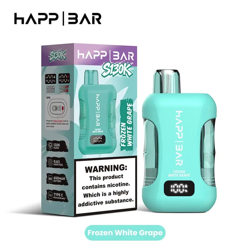 Happ Bar S130K 130000 Puffs Disposable Vape EU Warehouse 12 Frozen White Grape