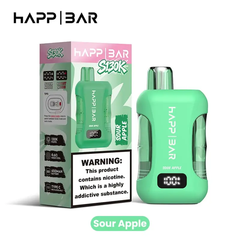 Happ Bar S130K 130000 Puffs Disposable Vape EU Warehouse 14 Sour Apple