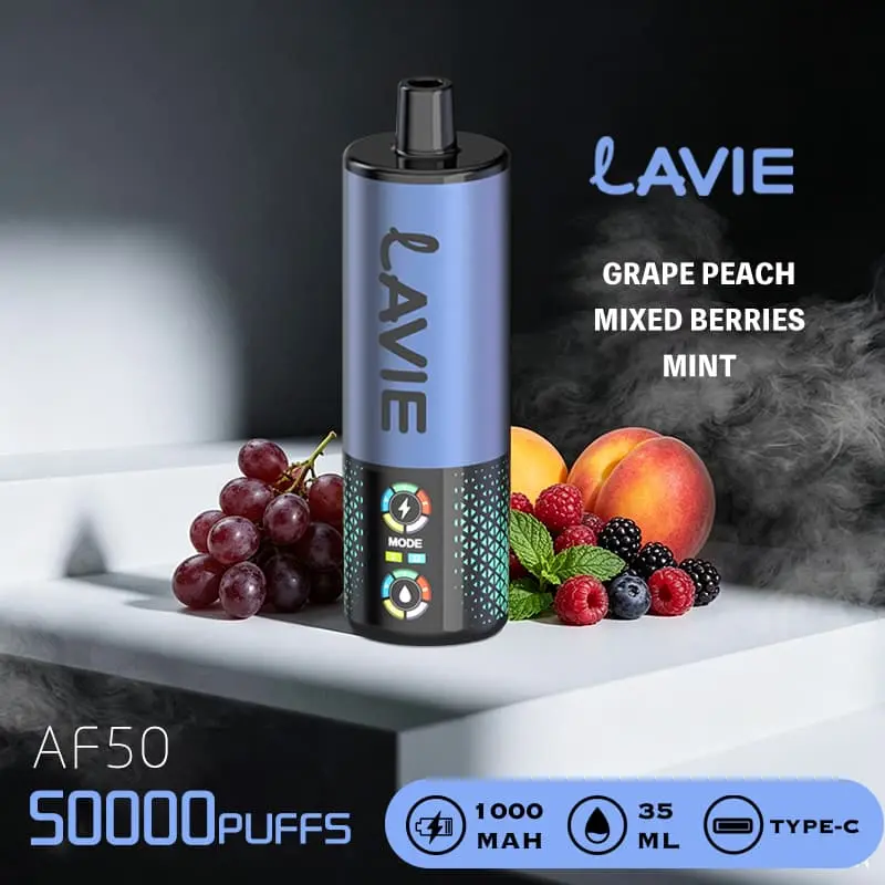 Lavie AF50 Shisha 50K Puffs DTL Disposable Vape Wholesale 02 Grape Peach Mixed Berries Mint