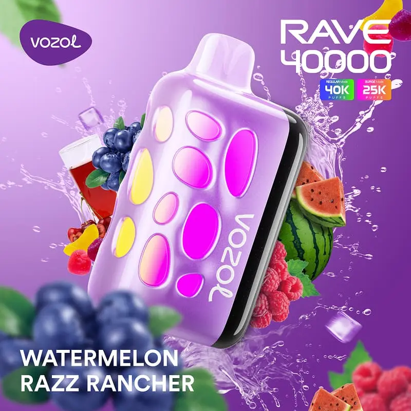 VOZOL RAVE 40K Puffs Disposable Vape Wholesale EU Warehouse 17 Watermelon Razz Rancher