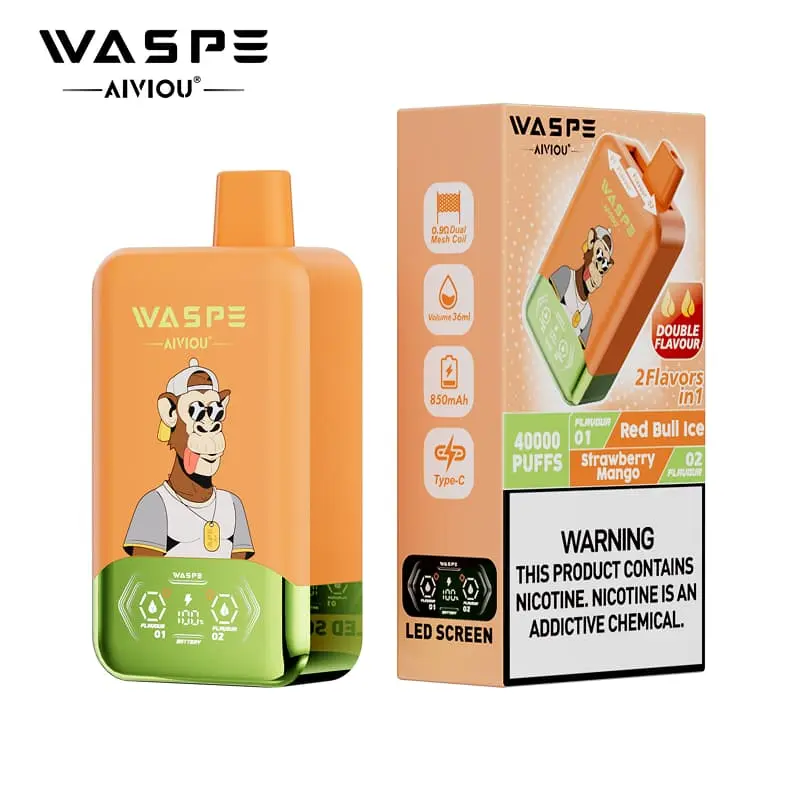 WASPE Aiviou 2in1 40000 Puffs Disposable Vape Wholesale 04 Red Bull Ice Strawberry Mango