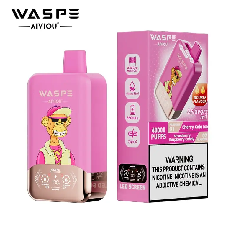 WASPE Aiviou 2in1 40000 Puffs Disposable Vape Wholesale 12 Cherry Cola Ice Strawberry Raspberry Candy WASPE Aiviou 2in1 40000 Puffs Disposable Vape Wholesale 12 Cherry Cola Ice Strawberry Raspberry Candy